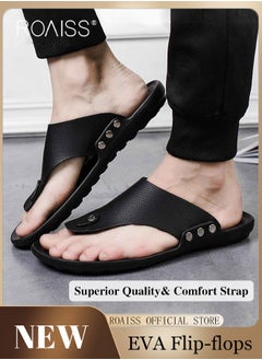 Buy Eva Sandals for Men Light and Breathable Beach Flip Flops Non Slip Slippers Leather Casual T Shaped Slipper in Saudi Arabia