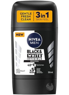 Buy Nivea Antiperspirant Stick For Men, 48h Protection, Black& White Invisible Original, 50Ml in Egypt