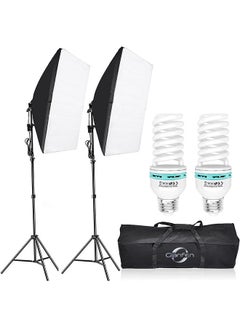 اشتري Photography Softbox Lighting Kit with 2pcs 135W Bulbs Softboxs and Carry Bag في الامارات