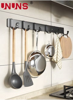 Buy Kitchen Hook Coat Hook Wall Mount with 6 Hooks, Coat Rack, Towel Rack, Storage Organizer Hanger, Row Hook is Suitable for Living Room Entrance, Bedroom, Kitchen, Bathroom in UAE