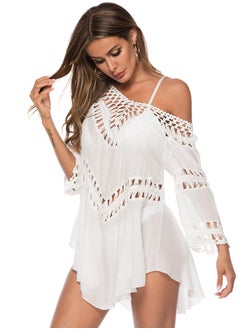 اشتري Asymmetrical Hem Bikini Cover Up White في السعودية