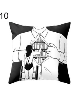 Buy Printed Pillow Cushion Cover Black/White in Saudi Arabia