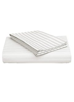 Buy Cotton Twin Striped Fitted Elastic Pack of 3 Bedsheet 120x200+15cm in UAE