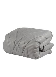 Buy Luxury soft summer bedspread set for two people, 6 pieces, fixed middle filling 220 x 230 cm, gray color in Saudi Arabia