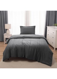 Buy Bedding Duvet Cover Single Size Set- 1Pieces Duvet Cover 140X200Cm / 1Pieces-Pillow Sham 50X75Cm (Dark Grey, Single) in UAE