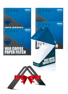 Buy 500 Piece Coffee Paper Filter Set V60 Size 02 White With Coffee Filter Holder Metal in Saudi Arabia