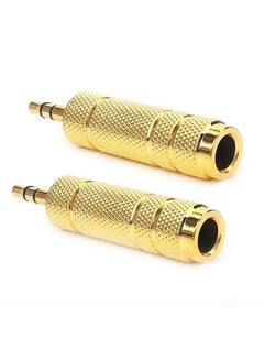 Buy 2-Piece 6.3mm 1/4 Female to 3.5mm 1/8 Male Stereo Audio Adapter Headphone Jack Gold in Saudi Arabia