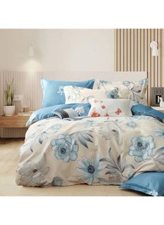 اشتري 6 Piece Lightweight Super Soft Easy Care Queen Size Duvet Cove set, 1pcs Duvet Cover 180x230cm, 1pcs Fitted Bedsheet 160x200+30cm, 4pcs Pillowcase 50x75cm في الامارات