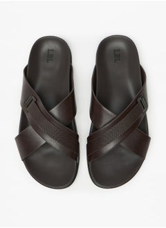 Buy Textured Slip-On Cross Strap Arabic Sandals in Saudi Arabia