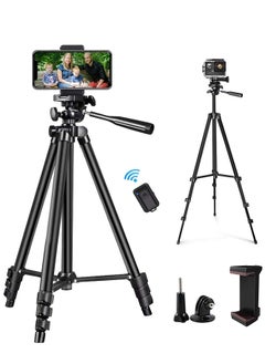 اشتري Phone Tripod Extendable Cell Phone Tripod with Wireless Bluetooth Remote and Universal Phone Holder Perfect for Video Recording/Selfies/Live Stream في الامارات