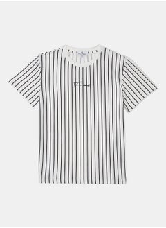 اشتري Stripe Relaxed Crew Neck T-Shirt في السعودية