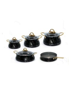 Buy 9-Piece Perfect Design Aluminum Cookware Pots And Pans Set, Black/Gold in Saudi Arabia