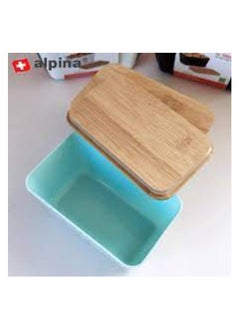 Buy Alpina Set of two plastic food storage containers and a wooden lid, capacity 0.500 litres, 6.6x13x8 cm in Egypt