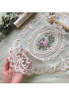 Buy Retro Lace Placemats, French Crochet Doilies, Handmade Embroidered Table Mats, 11x15-in Beige Place Mats Cup Mat in UAE