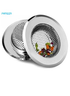 Buy 2 PCS Stainless Steel Kitchen Sink Strainer, Bathroom Drain Hair Catcher Strainer Basket for Kitchen Sink Bathroom Bathtub Wash Basin Floor Drain Balcony Drain Hole, Size 11.5 cm & 9 cm. in UAE