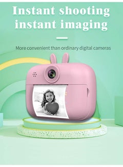 اشتري High Definition Mini Instant Film Camera, Children's Polaroid New Thermal Printing Digital Camera, 3 Rolls of Photo Paper and Charger (Pink) في السعودية
