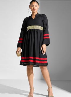 Buy Sequin Detail Stripe Dress in UAE