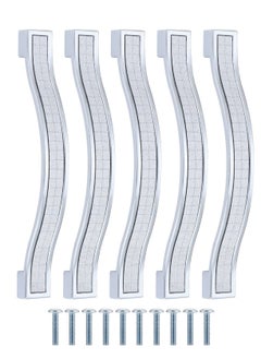 اشتري مجموعة من 5 مقابض أدراج من الكريستال المرصع بأحجار الراين، مقبض سحب باب أثاث من سبائك الزنك على الطراز الأوروبي لخزانة الملابس والخزانة ومقابض المطبخ، 128 مم، فضي في السعودية