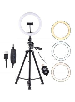 Buy 10 Inch Dimmable LED Ring Light With Tripod Stand White/Black/Gold in Saudi Arabia