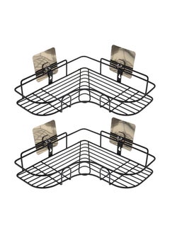 اشتري 2PCS Corner Shower Shelves, Self Adhesive No Drilling Wall Mounted Shower Storage Shelf Organizer for your Bathroom, Kitchen and Toilet, Iron Art Black في الامارات