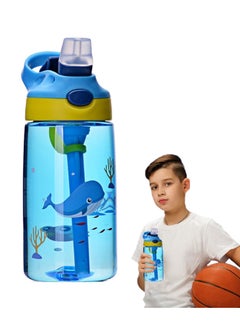 Buy Kids Water Bottle Toddler Cup with Straw Spill Leakproof Durable Plastic Drinking for Boys and Girls Child Reusable Water Indoor Outdoor Whale in UAE