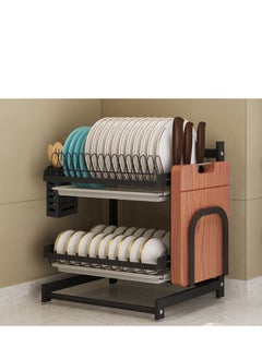 Buy 2-Tier Countertop Dish Drying Rack Drainer for Kitchen Organization Storage Shelf Utensils with Blade Holder (without chopsticks cage) in Saudi Arabia