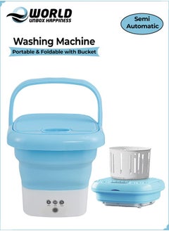 Buy Compact, Portable Washing Machine with Drain Basket and Timer, Perfect for Baby Clothes, Underwear, Socks, and More, Foldable Design with 3 Modes for Deep Cleaning (Blue). in UAE