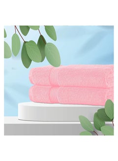 Buy Pioneer Set Of 2 Supersoft Highly Absorbent Lightweight 550Gsm 70 X 140 Cm Bath Towel Pink in UAE