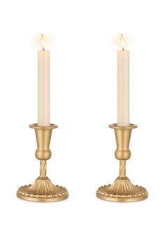 اشتري Gold Candle Holders Brass Candlestick Holders: 2 Pcs Taper Candle Holders, Candle Holders for Candlesticks Tapered Gold Candle Holders Wedding Party Chrismas Mantel Home Decor في الامارات