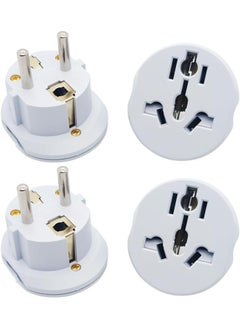 اشتري [4-Piece] Plug Converter, UAE, USA, EU, UK, AU, CN to KSA/EU/Germany Socket, Travel Adapter, Universal Socket Travel Adaptor for Business Trip Holiday Hotel Airport for Cell Phone, Laptop (White) في الامارات