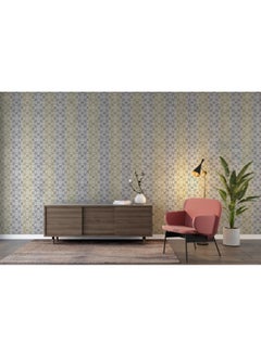 اشتري Art Deco Pattern Off White And Blue Pattern Fabric Wallpaper Covers An Area ​​Up To 4.2Mx3M With Adhesive And Smoothing Tool في مصر