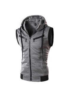 اشتري Summer Sleeveless Hooded Mens Vest M-5XL Dark gray في الامارات