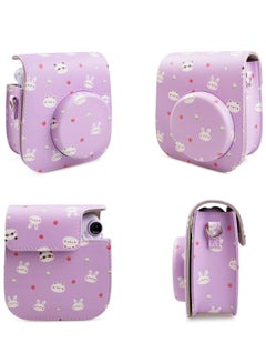Buy PU Leather Mini 11 Cover, Mini 11/Mini 9/Mini 8/Mini 8+ PU Face Vintage Camera Bag Cover Camera Bag with Adjustable Shoulder Strap (Purple Rabbit) in UAE
