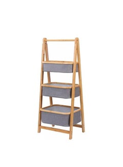 Buy 3 Tier Fold Out Hamper Shelf Storage Space Saving Collapsible Foldable Natural Bamboo Wooden Organizer Removable Baskets for Bedroom Bathroom Laundry Clothes Towels in Saudi Arabia