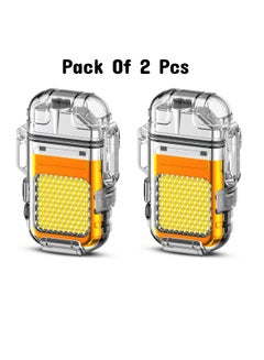 Buy Pack Of 2 Pcs Double Arc USB Charging Electric Lighter And Mini COB Light Keychain LED Light With 3 Flashlight Mod The Perfect Combo For All Your Lighting Needs For Indoor And Outdoor Use Orange in UAE