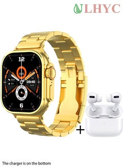 Buy 10 in 1 Ultra Watch Series 9 Smart Watch and Earphone 49mm Steel Case with Golden Sport Steel Band and 5 Silicon Band and 2 Woven Band and 1 Protect Cover in Saudi Arabia