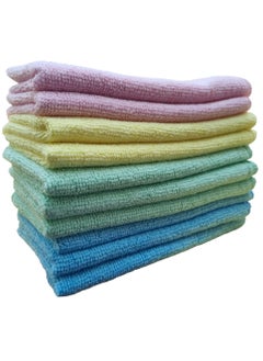 Buy Microfiber Cleaning Cloths | 40 x 40 cm | Pack of 10 | Dusters Car Bathroom Polish Towels | Durable | Absorbent in UAE