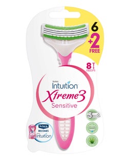 اشتري Schick Intuition Xtreme 3 Sensitive 6+2 Free Razors في الامارات