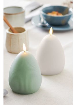 Buy 2 Pcs LED Real Wax Candles, White in UAE