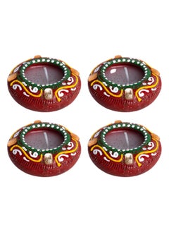 Buy Nilima Clay Diya, Multicolour - Set of 4 in UAE