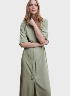 Buy Button Detail Belted Dress in UAE