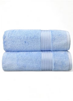 Buy Luxury Soft and Absorbent Towel Set Pack Of 2 LT Blue in Saudi Arabia