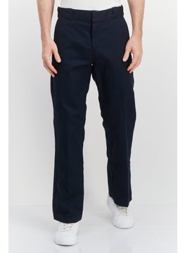 Buy Men Original Fit Embroidered Chino Pants, Navy in UAE