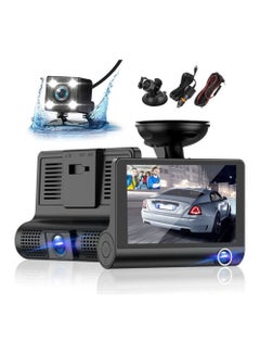 Buy 3 Channel Dash Cam Front and Rear Inside, 4 Inch 1080P Dash Camera for Cars Three Way Triple Car Camera in Saudi Arabia