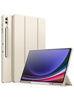 Buy Case For Samsung Galaxy Tab S9 Ultra 14.6 Inch With S Pen Holder Soft Tpu Tri Fold Stand Protective Tablet Cover Support S Pen Charging Auto Wake Sleep Beige in Saudi Arabia