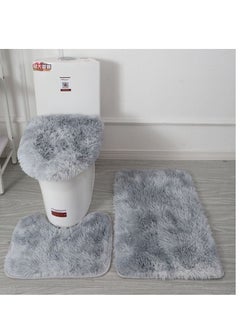 Buy 3pcs Set Non-Slip Bath Mat Set, Beach Shell Pattern Microfiber Rugs, Bath Mat Set and Toilet Mat, Absorbent Floor Rugs, 3 Piece in UAE