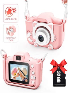 Buy Padom Kids HD Camera for Girls/Boys, 3-9 Year Old Toys for Girls/Boys, Christmas Birthday Gift for Age 6-9 Girls/Boys Kids Digital Dual Camera, Selfie HD Camera for Kids, 32GB Memory Card (PINK) in UAE