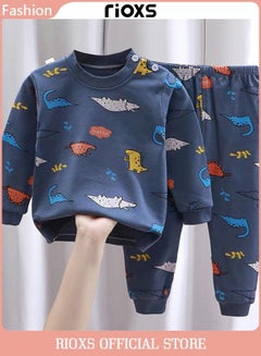 Buy Baby Boys Long Sleeve Tops Pants Clothes Set 2 Pcs Pajama Set Outfits Playwear Sleepwear in Saudi Arabia