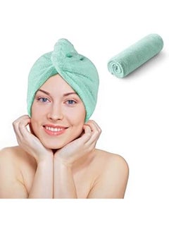 Buy Microfiber Hair Towel Hair Wrap For Women Super Absorbent With Button Design Quick Dry Turban 1 Pack (Blue) in Egypt