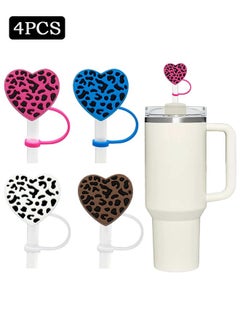 Buy 4 Pcs Heart Design Silicon Straw Cover, Reusable Silicone Straw Tip Toppers, Cups Accessories Protector Straw Decorations in Saudi Arabia